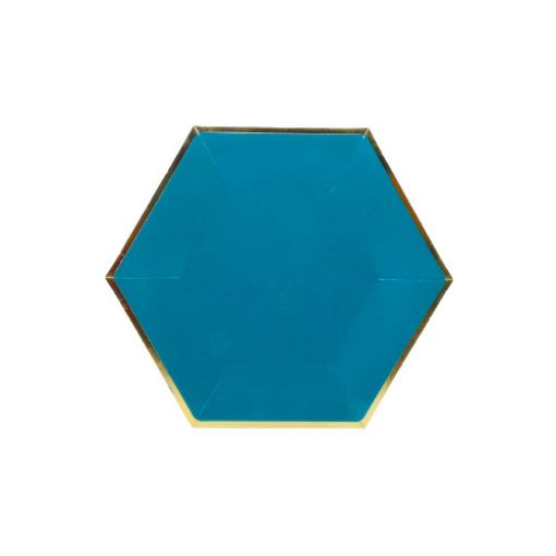 Imagen de PLATO CARTON 7" HEXAGONAL AGUAMARINE 1/6 