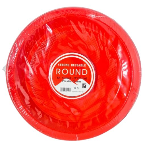 Imagen de PLATO PLASTICO 9" ROJO 1/12