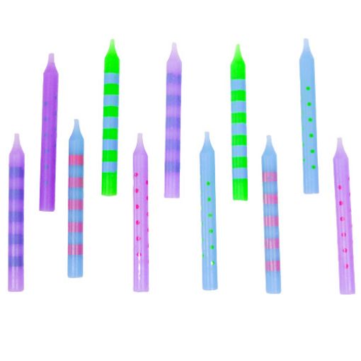 Imagen de SET VELAS PASTEL RAYAS Y PUNTOS 1/12