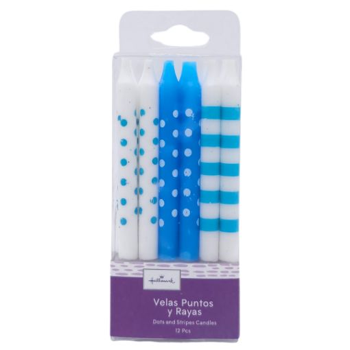 Imagen de SET VELAS AZULES RAYAS Y PUNTOS 1/12
