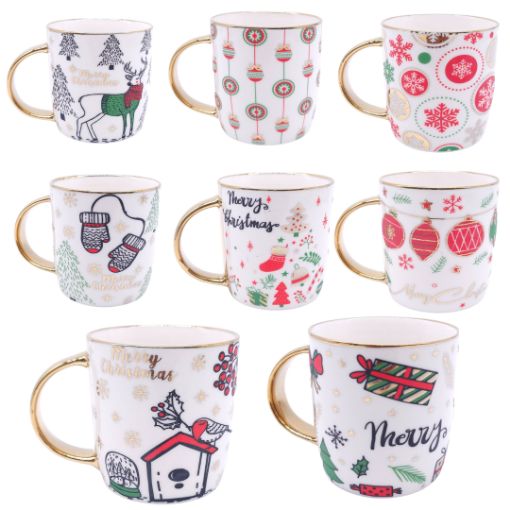 Imagen de TAZA NAVIDAD C/DORADO 12ONZ