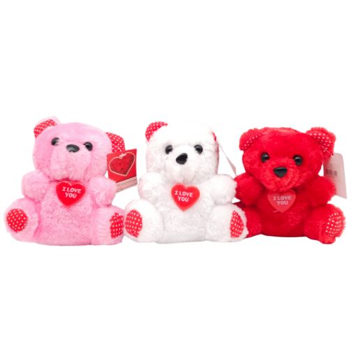 Imagen de PELUCHE OSO 14CM (ROJO/ROSA/BLANCO)