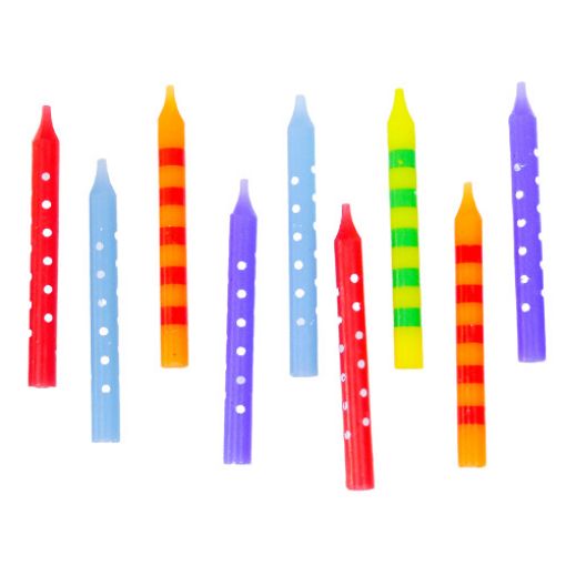 Imagen de SET VELAS MULTICOLOR RAYAS Y PUNTOS 1/12 