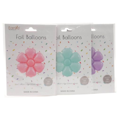 Imagen de GLOBO METALICO FLOR COLORES PASTEL 52X41CM