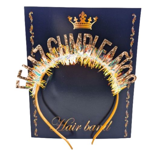 Imagen de CINTILLO FELIZ CUMPLEAÑOS DORADO**