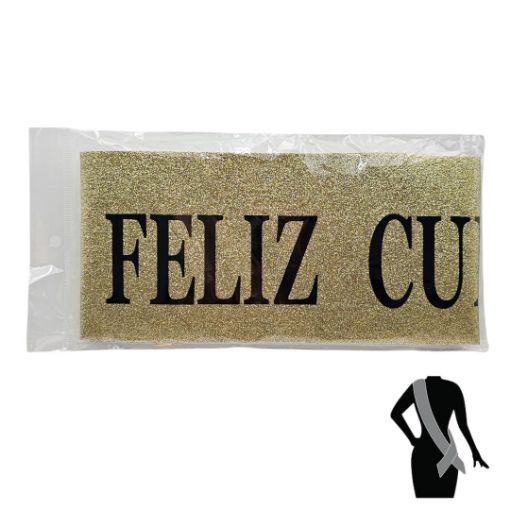 Imagen de BANDANA DORADO FELIZ CUMPLEAÑOS 1/1**