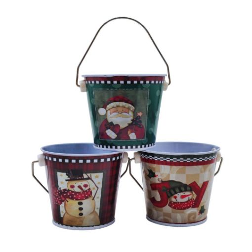 Imagen de CUBETA METAL NAVIDAD 7X8CM**