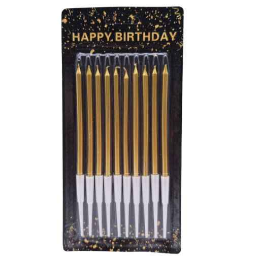 Imagen de VELA CERA LARGA 13.5CM DORADA 1/10 **