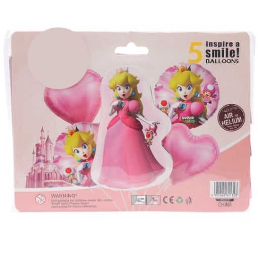Imagen de SET DE GLOBOS PEACH MARIO 1/5**