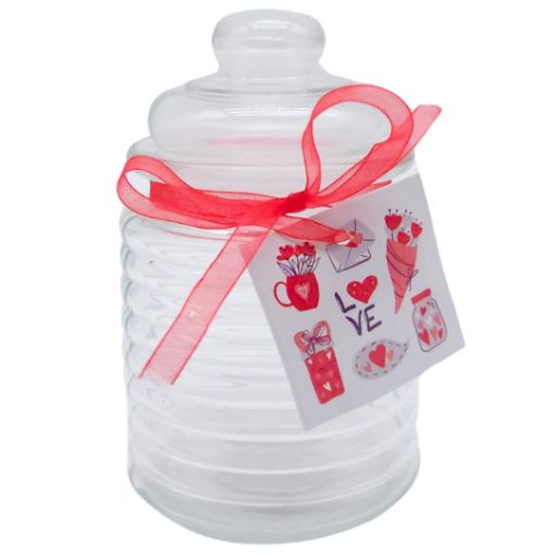 Imagen de FRASCO VIDRIO RAYAS C/LAZO 8X13CM**