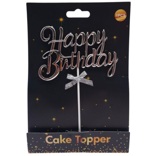 Imagen de CAKE TOPPER HAPPY BIRTHDAY PLATA**