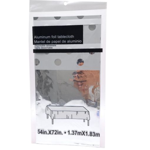 Imagen de MANTEL COLOR PLATA CON PUNTO 54X72"**