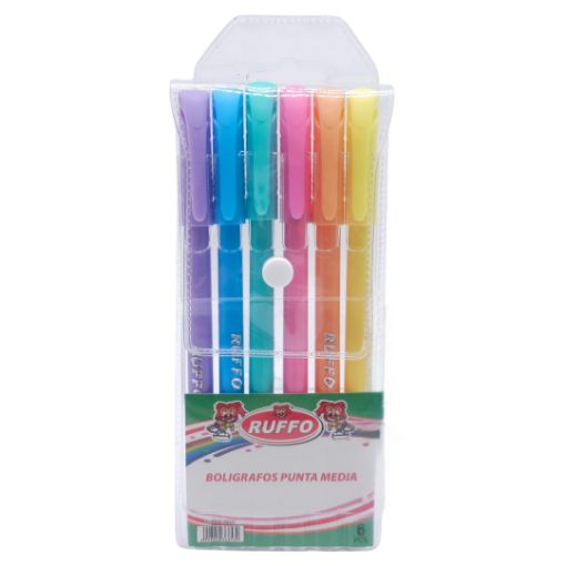 Imagen de LAPICERO RUFFO COLORES PASTELES 1/6**