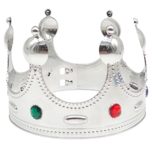 Imagen de CORONA PLASTICA REY PLATEADA 1/1**