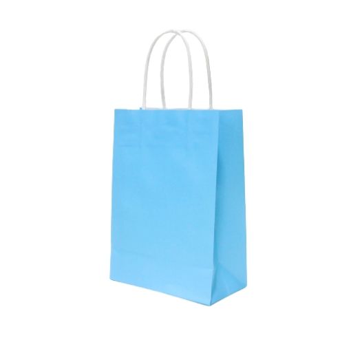 Imagen de BOLSA PAPEL 15X21X8CM AZUL CIELO 12/1 .**