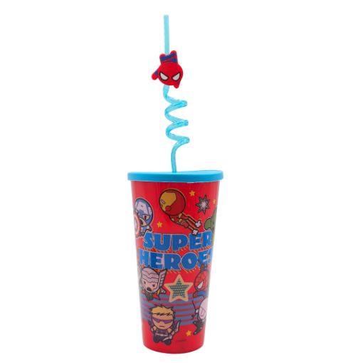 Imagen de VASO C/SORBETE AVENGERS 900ML 48/1