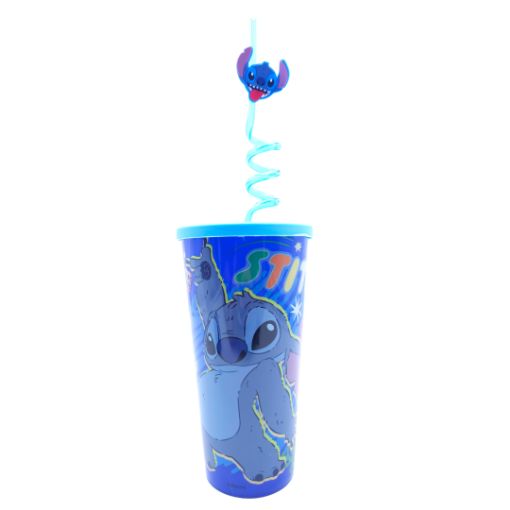 Imagen de VASO C/SORBETE STITCH 900ML 48/1