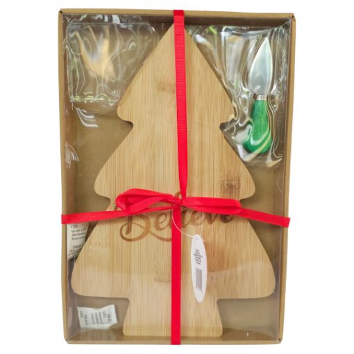 Imagen de TABLA DE QUESO C/CUCHILLO NAVIDAD 34X23CM