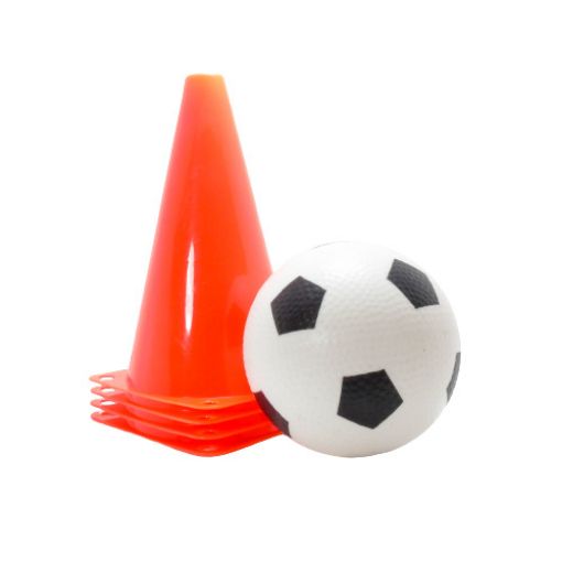 Imagen de 4 CONOS + PELOTA FUTBOL R1753 